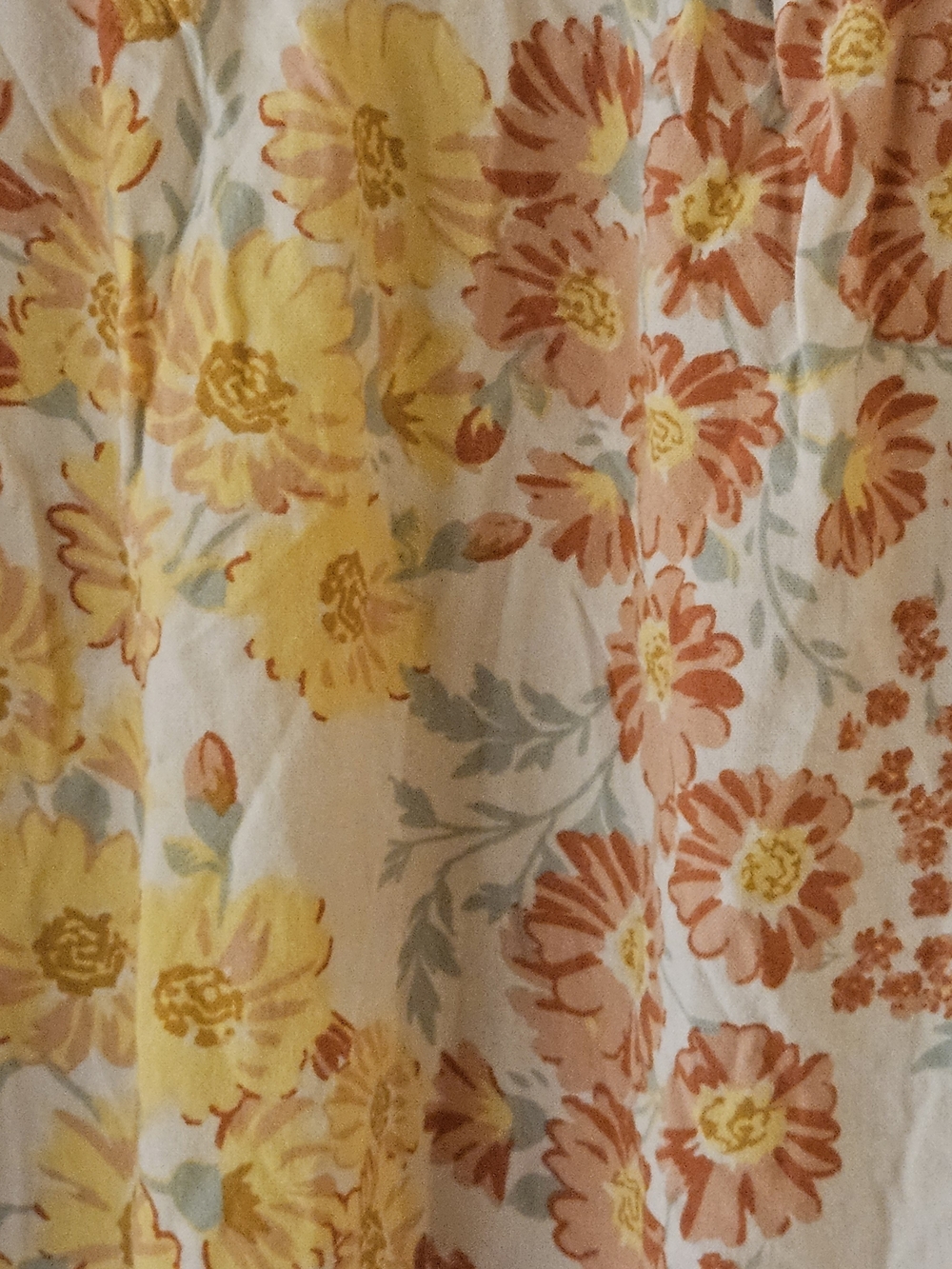 True Craft Boho Cottagecore Cream Midi Dress Orange Oversize Yellow Floral Print - Picture 8 of 11